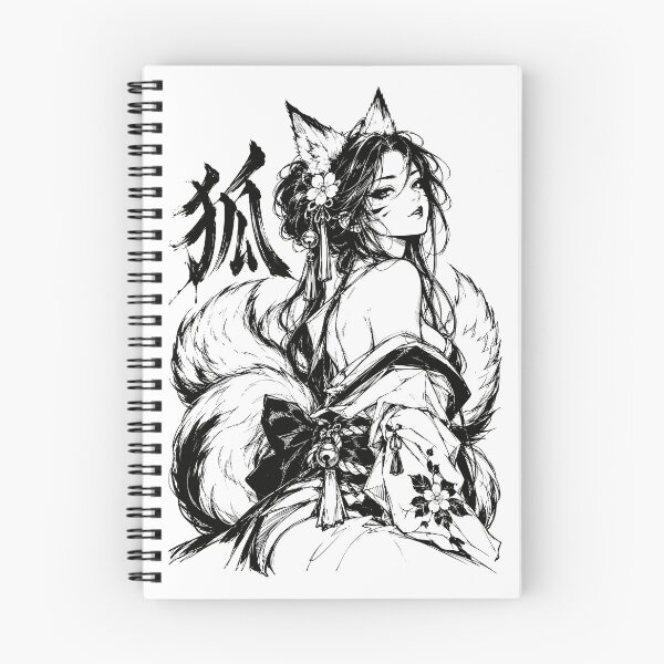 Item preview, Japanese Kitsune Girl with Tails and Kanji designed and sold by bapupa.