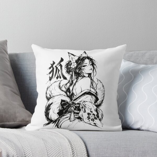 Item preview, Japanese Kitsune Girl with Tails and Kanji designed and sold by bapupa.