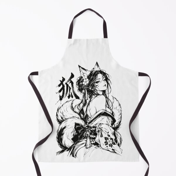 Artikelvorschau, Japanisches Kitsune-Mädchen mit Schwänzen und Kanji entworfen und verkauft von bapupa.