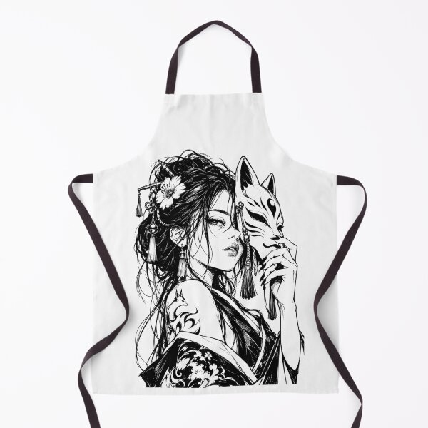 Artikelvorschau, Porträt eines geheimnisvollen japanischen Kitsune-Mädchens mit Maske entworfen und verkauft von bapupa.