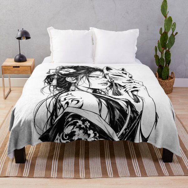 Item preview, Mysterious Japanese Kitsune Girl Mask Portrait designed and sold by bapupa.