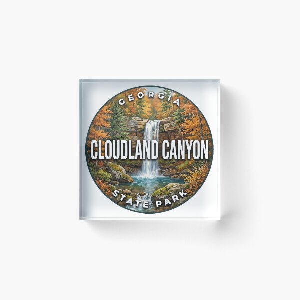 Item preview, Cloudland Canyon State Park Georgia Autumn Falls Round Badge Sticker designed and sold by DetourDgn.