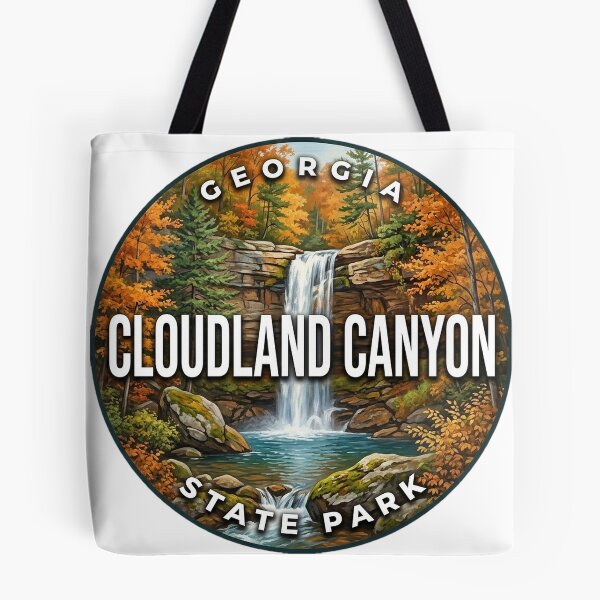 Item preview, Cloudland Canyon State Park Georgia Autumn Falls Round Badge Sticker designed and sold by DetourDgn.