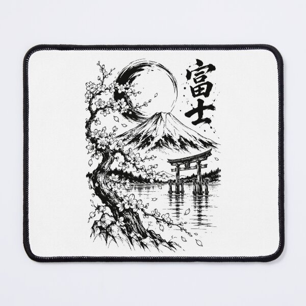 Item preview, Ink-Washed Mount Fuji Blossom Landscape designed and sold by bapupa.