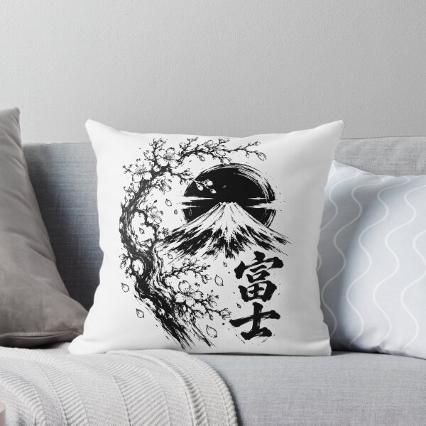 Item preview, Sumi-e Mount Fuji with Sakura and Calligraphy designed and sold by bapupa.