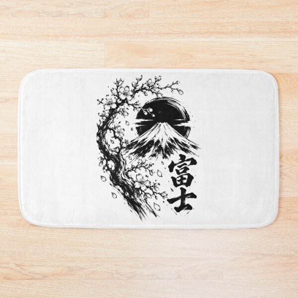 Item preview, Sumi-e Mount Fuji with Sakura and Calligraphy designed and sold by bapupa.