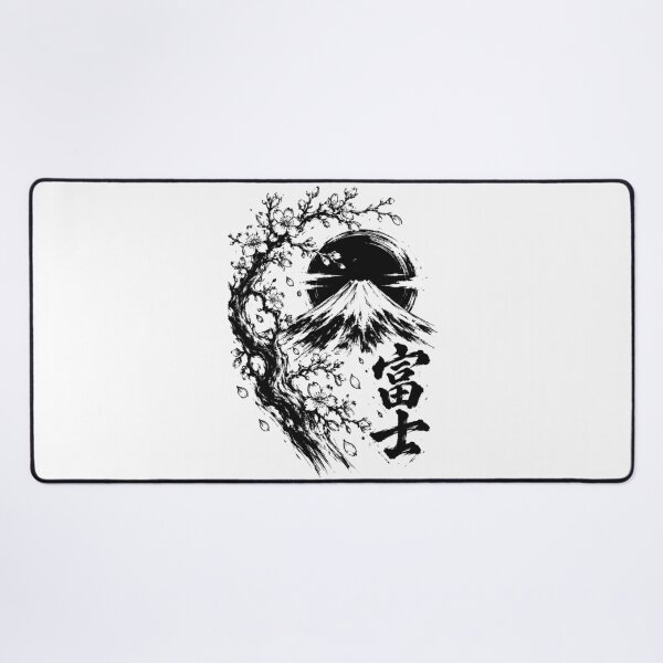 Item preview, Sumi-e Mount Fuji with Sakura and Calligraphy designed and sold by bapupa.