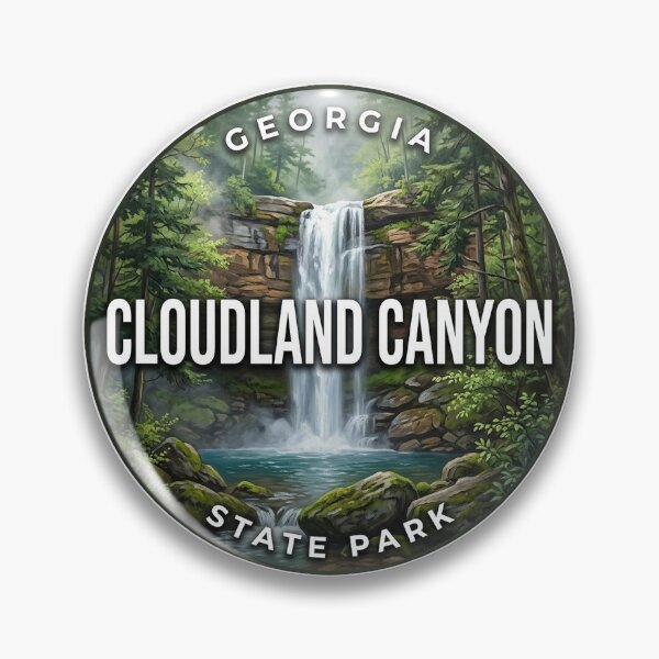 Artikelvorschau, Cloudland Canyon State Park Georgia Frühlingsnebel Runder Abzeichenaufkleber entworfen und verkauft von DetourDgn.