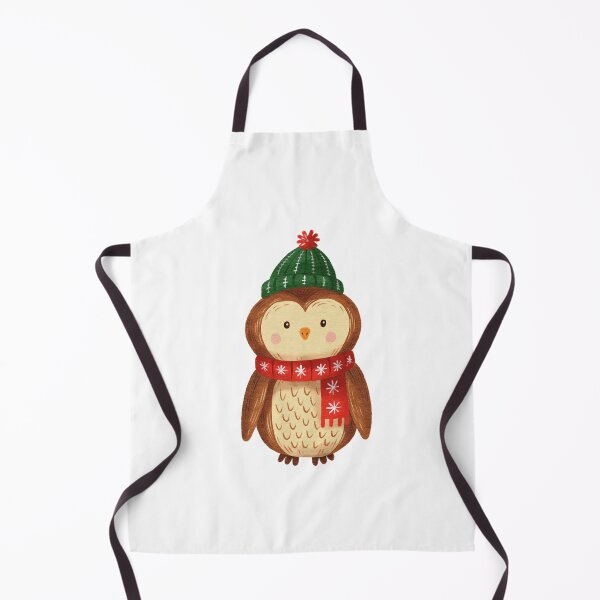 Item preview, Cute cartoon owl character wearing a green hat and red scarf stands on a white background designed and sold by Ms. Iryna.