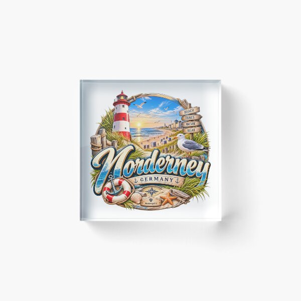 Item preview, Norderney North Sea – Lighthouse, beach & maritime retro design designed and sold by Wandervogel123.