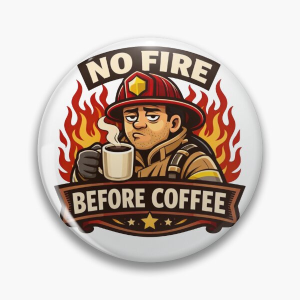 Item preview, No Fire Before Coffee – Funny Firefighter Morning Sticker designed and sold by Timeless Junction.