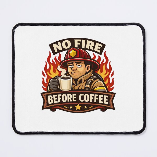 Item preview, No Fire Before Coffee – Funny Firefighter Morning Sticker designed and sold by Timeless Junction.