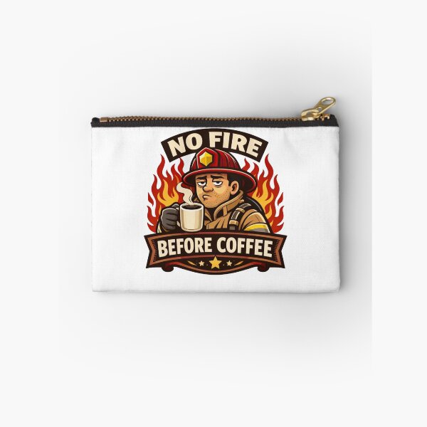 Item preview, No Fire Before Coffee – Funny Firefighter Morning Sticker designed and sold by Timeless Junction.