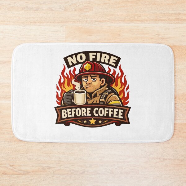Artikelvorschau, Kein Feuer vor dem Kaffee – Lustiger Feuerwehr-Morgenaufkleber entworfen und verkauft von Timeless Junction.