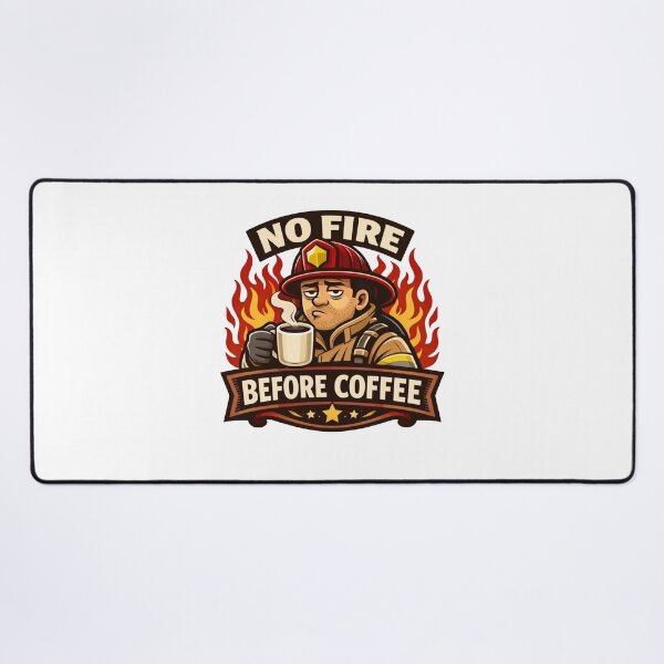 Item preview, No Fire Before Coffee – Funny Firefighter Morning Sticker designed and sold by Timeless Junction.