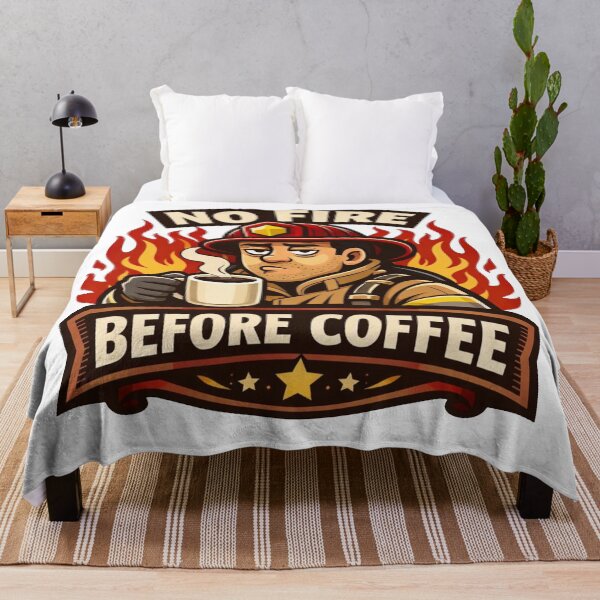 Item preview, No Fire Before Coffee – Funny Firefighter Morning Sticker designed and sold by Timeless Junction.