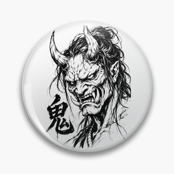 Item preview, Menacing Oni Demon Ink Portrait designed and sold by bapupa.