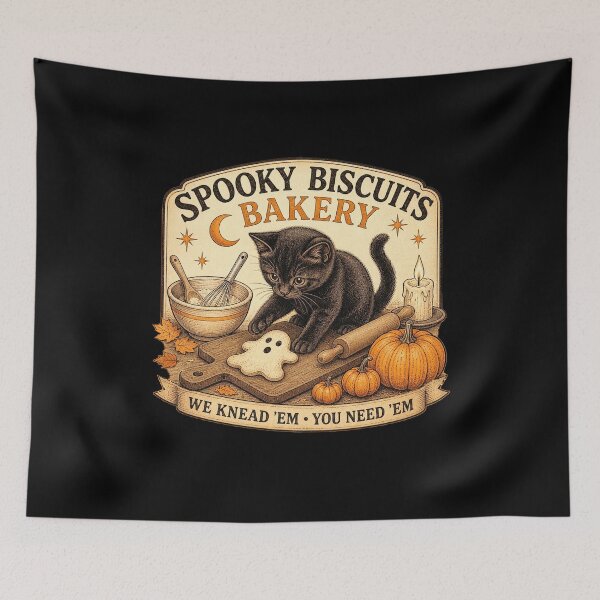 Item preview, Spooky Biscuits Black Cat Halloween Bakery designed and sold by ArtbySunRaeer.
