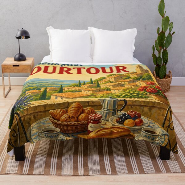 Item preview, Breakfast in Tourtour France – Vintage Travel Poster designed and sold by LSVart.