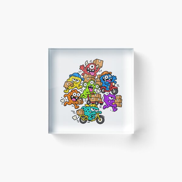 Item preview, Funny Monster Delivery Crew Colorful Doodle Art designed and sold by Thai Vibe Studio.