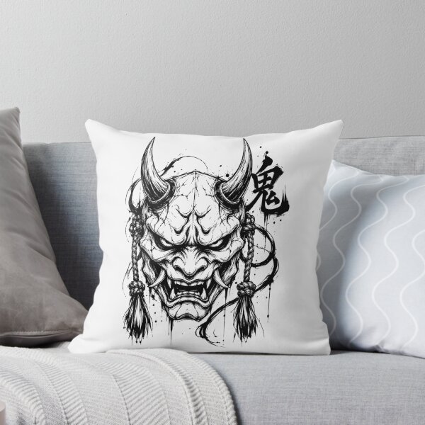 Item preview, Ink Oni Mask with Horns and Kanji designed and sold by bapupa.