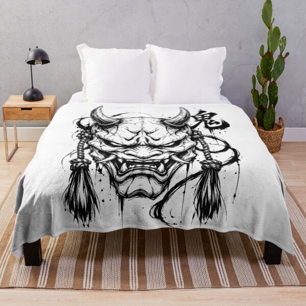 Item preview, Ink Oni Mask with Horns and Kanji designed and sold by bapupa.