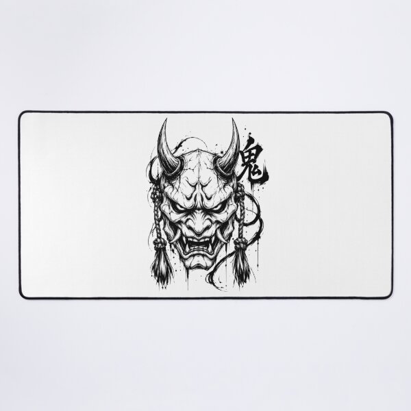 Item preview, Ink Oni Mask with Horns and Kanji designed and sold by bapupa.