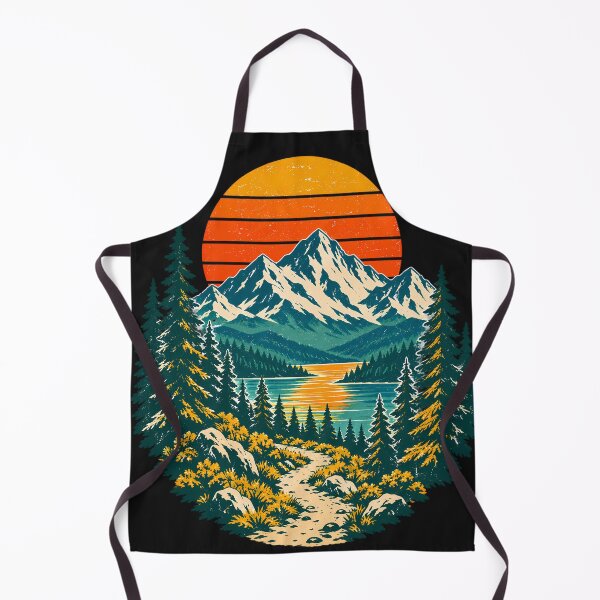 Item preview, Vintage Retro Sunset Mountain Landscape | Pine Forest Hiking Trail Design designed and sold by Flowing Colurs.