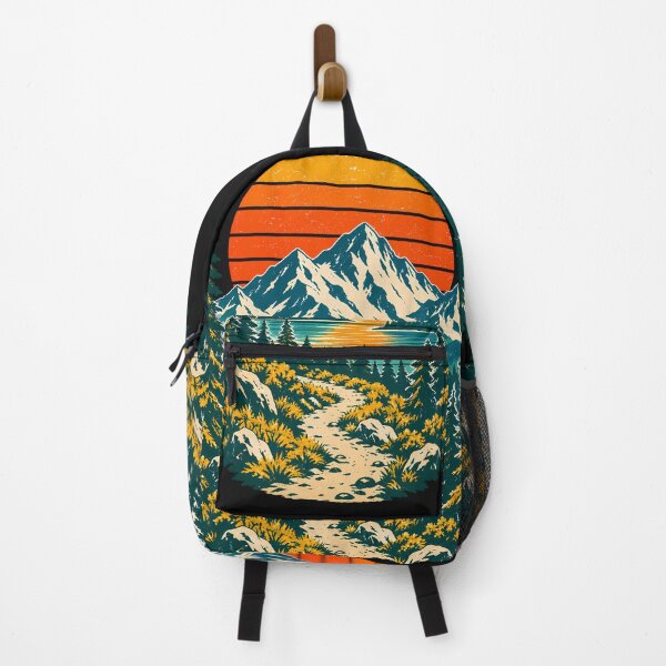 Item preview, Vintage Retro Sunset Mountain Landscape | Pine Forest Hiking Trail Design designed and sold by Flowing Colurs.