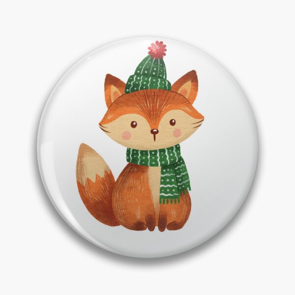 Item preview, Cartoon fox wearing a green hat and scarf sits against a white background designed and sold by Ms. Iryna.
