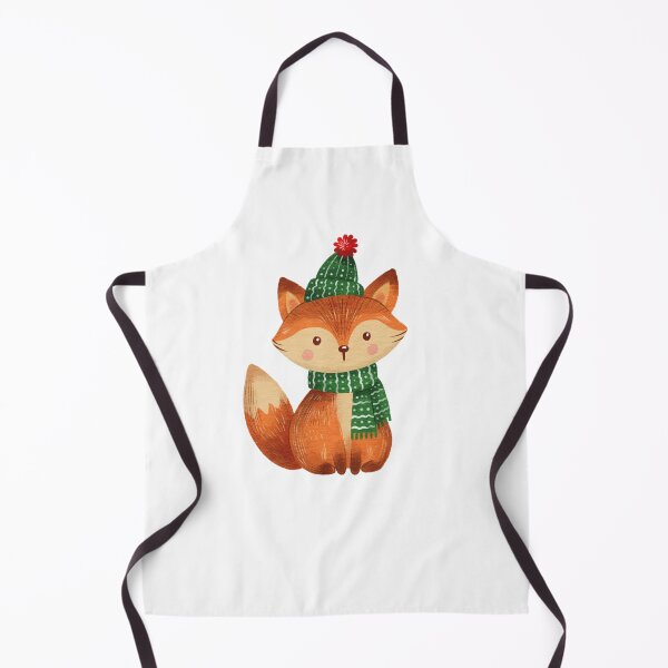 Item preview, Cartoon fox wearing a green hat and scarf sits against a white background designed and sold by Ms. Iryna.