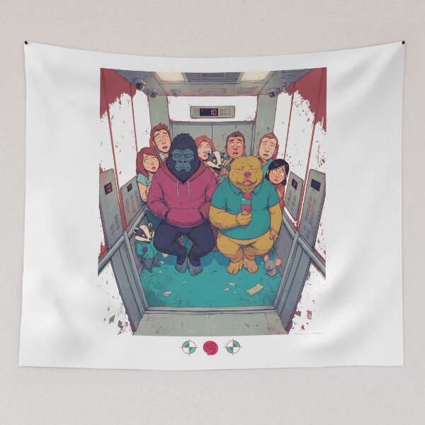 Item preview, Zen in the Elevator Funny Animal Chaos Art designed and sold by Whimsy Trail Co.