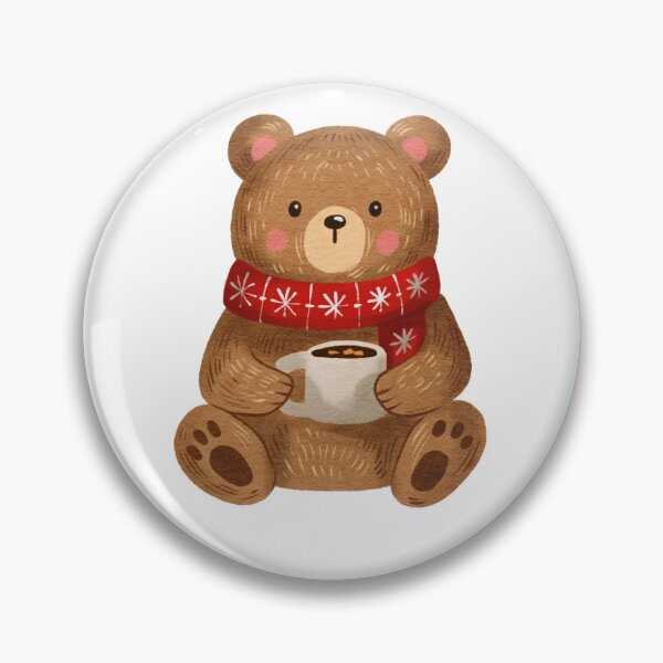 Item preview, Cute bear holding a cup while wearing a red scarf during winter season designed and sold by Ms. Iryna.