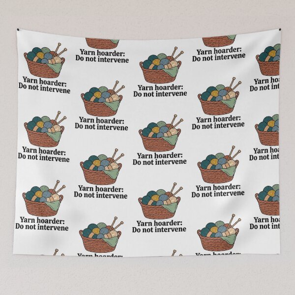 Item preview, Yarn Hoarder Do Not Intervene Funny Knitting Basket Crochet Lover Humor designed and sold by raedattia.