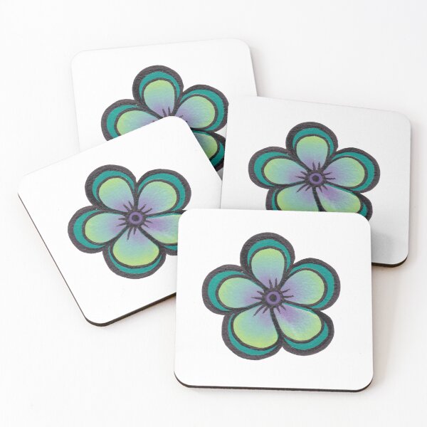 Item preview, green and purple artsy flower with teal border designed and sold by AfafantoSen.