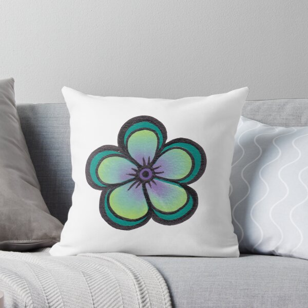 Item preview, green and purple artsy flower with teal border designed and sold by AfafantoSen.
