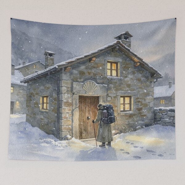 Item preview, Winter, arrival at the inn (Camino de Santiago) designed and sold by jefboutique6150.