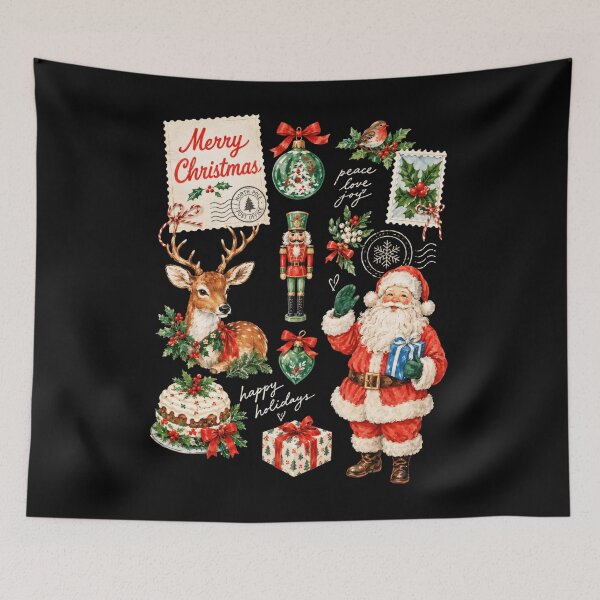 Item preview, Vintage Christmas Collage Santa Reindeer Nutcracker designed and sold by malikrosendo23.