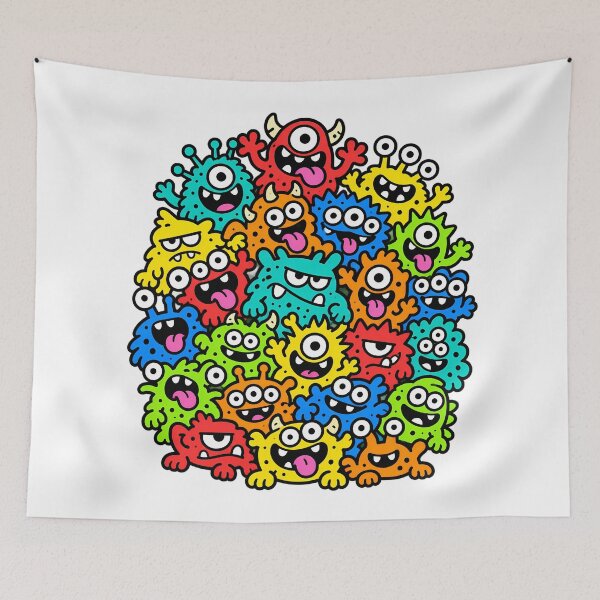 Item preview, Colorful Creature Riot Bold Doodle Monster Collage designed and sold by Thai Vibe Studio.