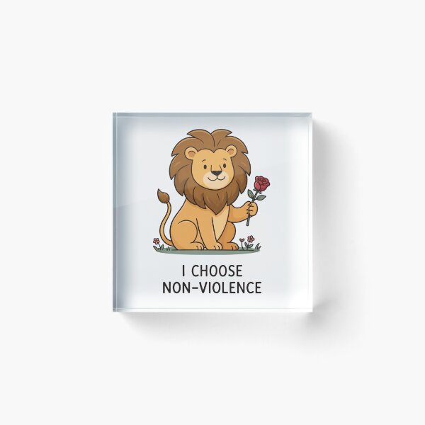 Item preview, I Choose Non-Violence Lion Rose Peace Awareness Design designed and sold by ANJ Creative Designs.