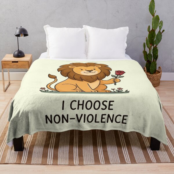 Item preview, I Choose Non-Violence Lion Rose Peace Awareness Design designed and sold by ANJ Creative Designs.