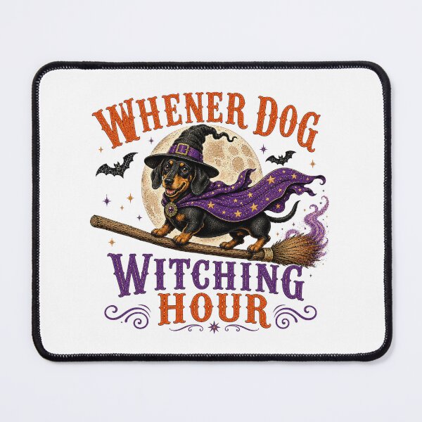 Item preview, Wiener Dog Witch Hour Halloween – Spooky Dachshund Witch on Broom designed and sold by elisarasada.