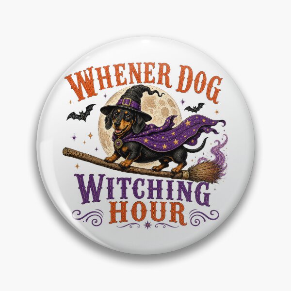 Item preview, Wiener Dog Witch Hour Halloween – Spooky Dachshund Witch on Broom designed and sold by elisarasada.