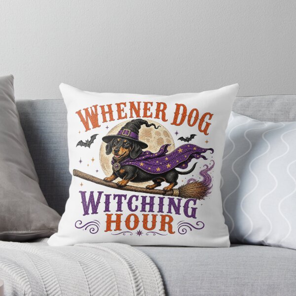 Item preview, Wiener Dog Witch Hour Halloween – Spooky Dachshund Witch on Broom designed and sold by elisarasada.