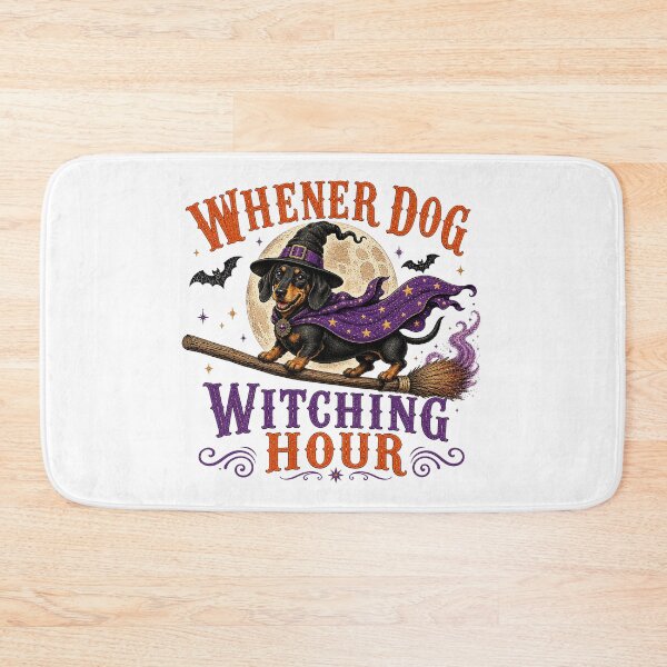 Item preview, Wiener Dog Witch Hour Halloween – Spooky Dachshund Witch on Broom designed and sold by elisarasada.