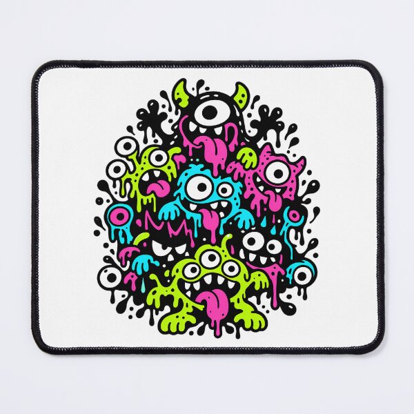 Item preview, Black Ink Chaos Neon Doodle Monster Art designed and sold by Thai Vibe Studio.