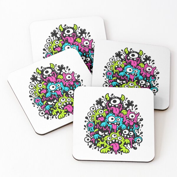 Item preview, Black Ink Chaos Neon Doodle Monster Art designed and sold by Thai Vibe Studio.