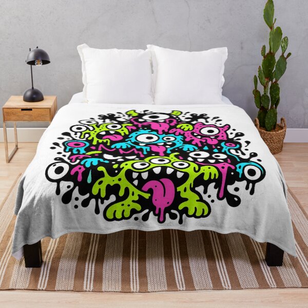 Item preview, Black Ink Chaos Neon Doodle Monster Art designed and sold by Thai Vibe Studio.