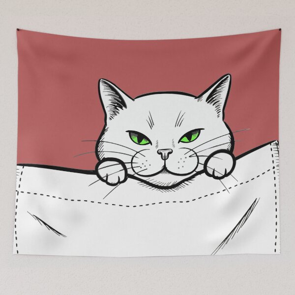 Item preview, Cat Peeking Out of Pocket Sketch designed and sold by Litely.