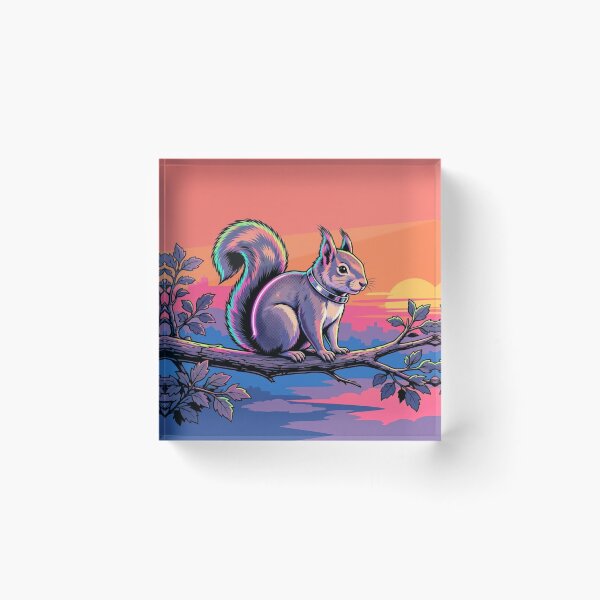 Item preview, Neon Cyberpunk Squirrel Art | Retro Sunset Wildlife designed and sold by Dogandesighn.